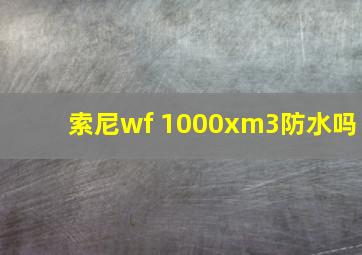 索尼wf 1000xm3防水吗